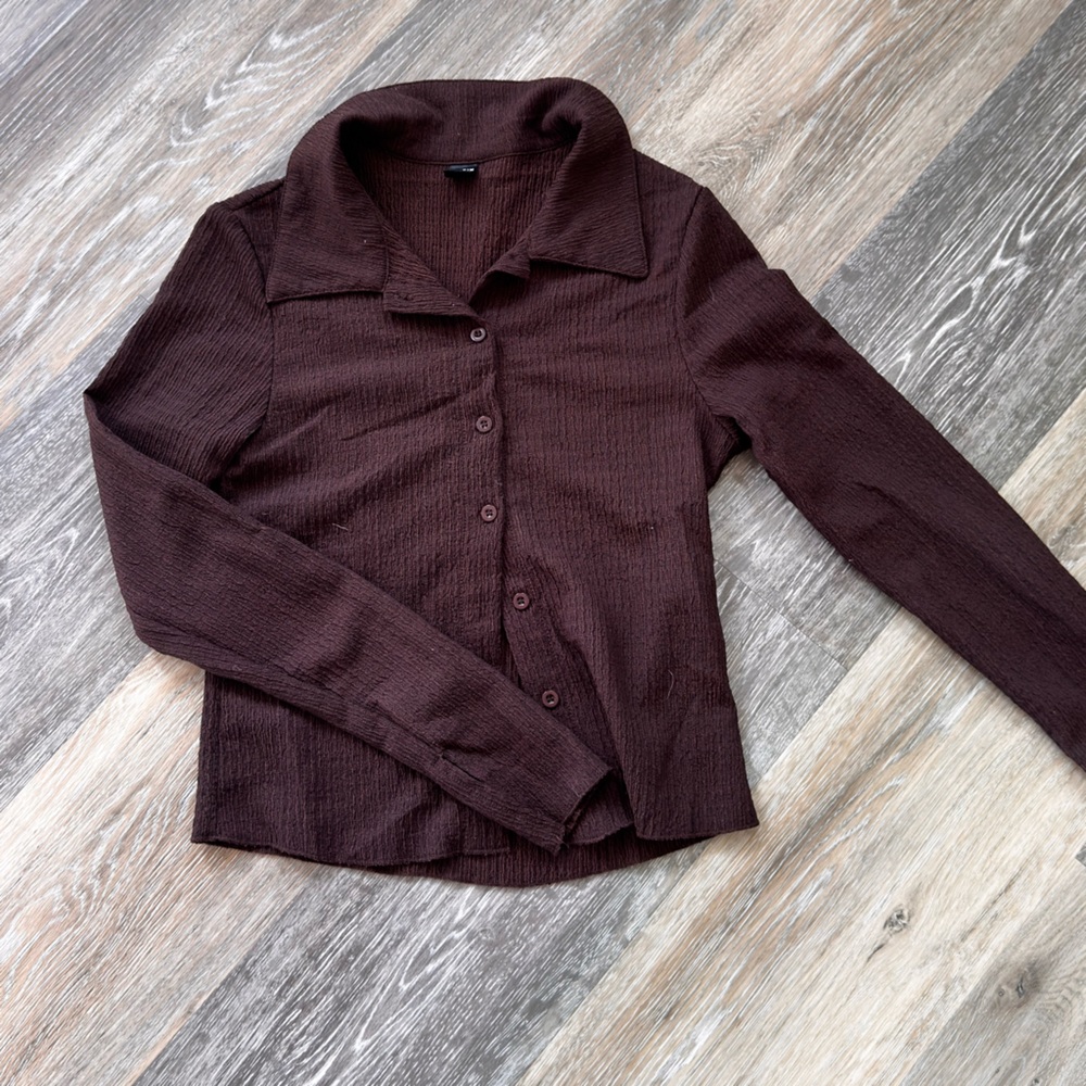 SHEIN Chocolate Button Down Shirt